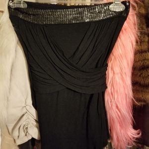 Sexy black strapless sequin top